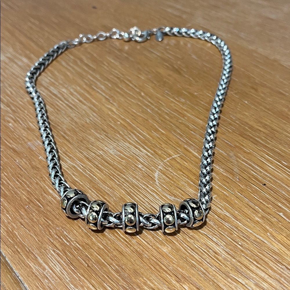 Chicos Silver Color Necklace w/5 sliding rings
